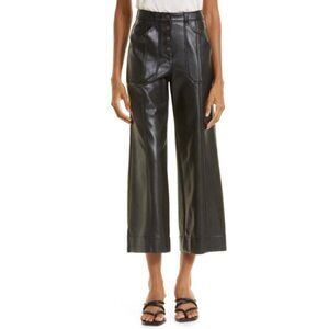 Cinq à Sept 'Benji' Faux-Leather Cropped Wide-Leg Pants, Black